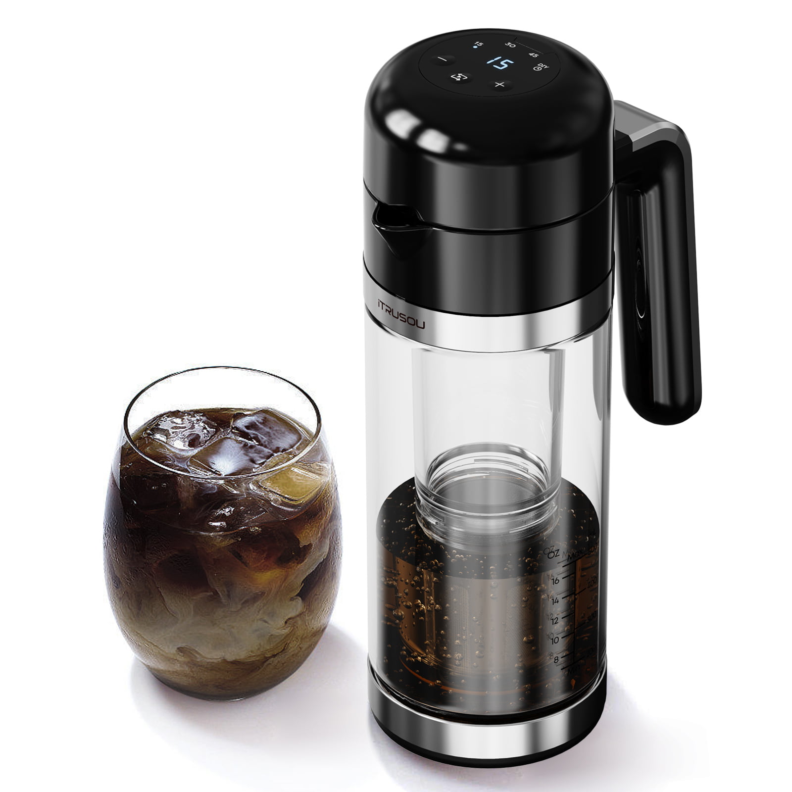 Mollbok Patented Iced Coffee Maker, Anti-Crack Instant Beverage Chiller  with Lid, Cools Drinks in Minutes without Dilution, Reuses Conveniently for  Wine, Juice, Tea, Cocktail, 14 oz, Silver 