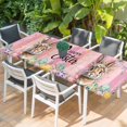 thumbnail image 2 of Easter Table Cloths for 8 Foot Rectangle Tables, Spring Rabbit Eggs Flowers Flags Leaves Wood Grain Patio Waterproof Elastic Fitted Tablecloths, Washable Rectangular Table Cover for Camping, 2 of 8
