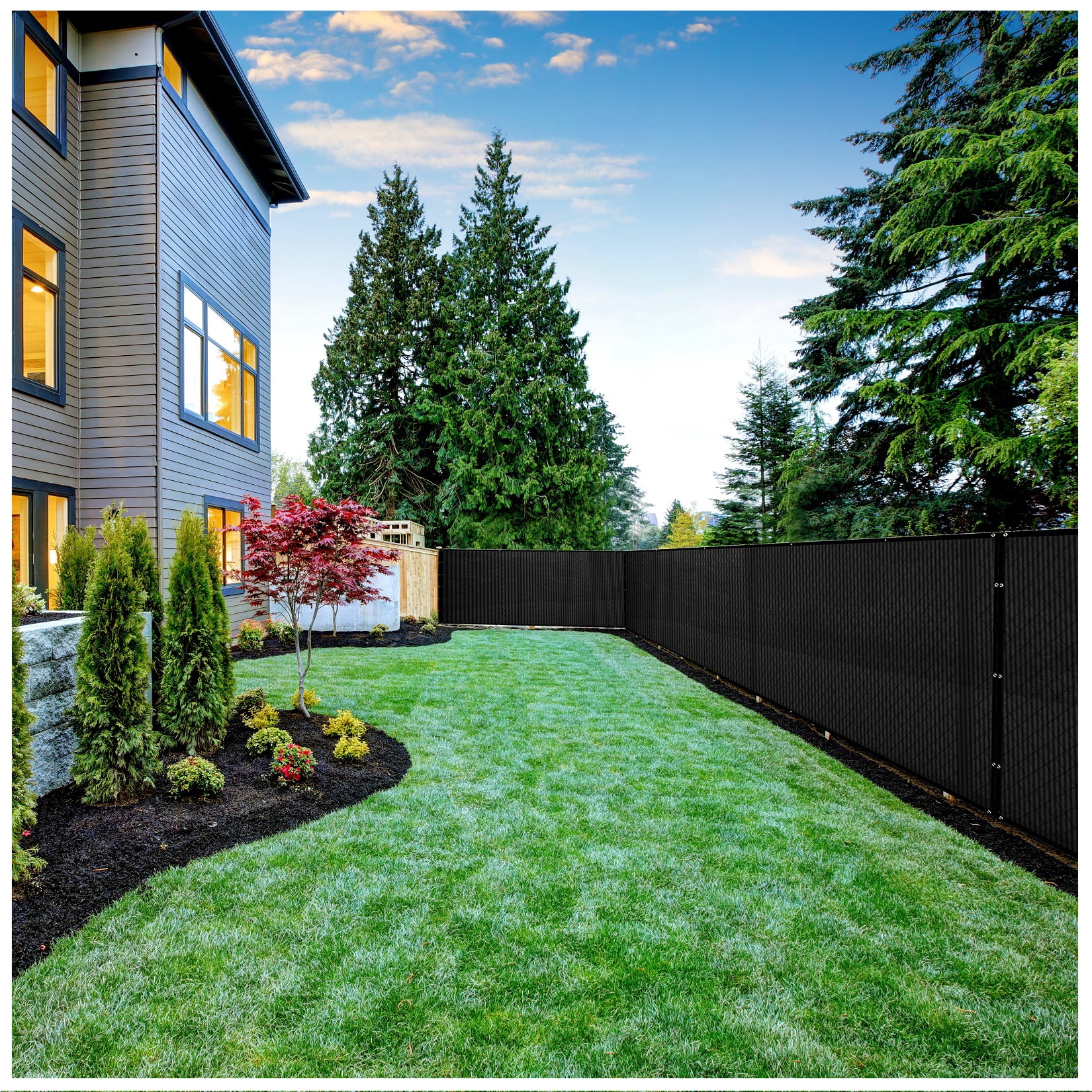 BOEN Privacy Fence Screen Netting, 6 ft x 100 ft, Black, Reinforced Grommets, Commercial Fence Cover