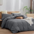 thumbnail image 2 of BESTOUCH Duvet Cover Set Twin 100% Washed Cotton Linen Feel Soft Chic Lightweight 2Pcs (Quiet Shade Grey, 68"x90"), 2 of 8