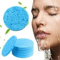 thumbnail image 1 of 30Pcs Natural Cleaning Wood Pulp Cotton For Facial Cleansing Sponge For Exfoliating Wood Pulp Cotton,Blue Makeup Puff, 1 of 9