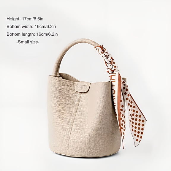GASTROPOD Genuine Leather Bucket Bag Stylish Solid Color Handbag Women's Mini Crossbody Bag