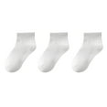 thumbnail image 2 of Ankle Socks for Boy & Girls 3 Pack 3-16 Years Toddle Juniors Kids Multipack Cotton Solid Breathable Moisture-Wicking Workout Crew Sock, 2 of 3