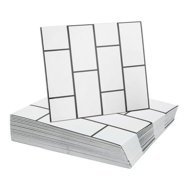 Uxcell 20pcs Peel and Stick Marble Tiles, Waterproof Wall Panel Backsplash, 12"x12" PVC Peel and Stick Shower Tiles for Bathroom, White Brick Design