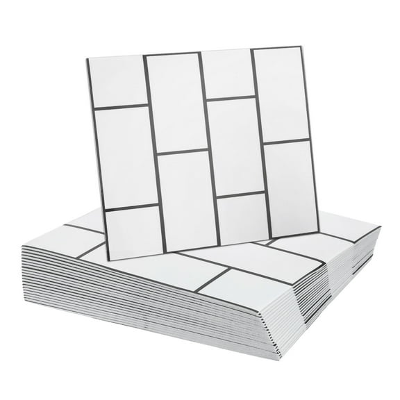 Uxcell 20Pcs Peel and Stick Marble Tiles, Waterproof Wall Panel Backsplash, 12"x12" Peel and Stick Shower Tiles for Bathroom, White Brick Design