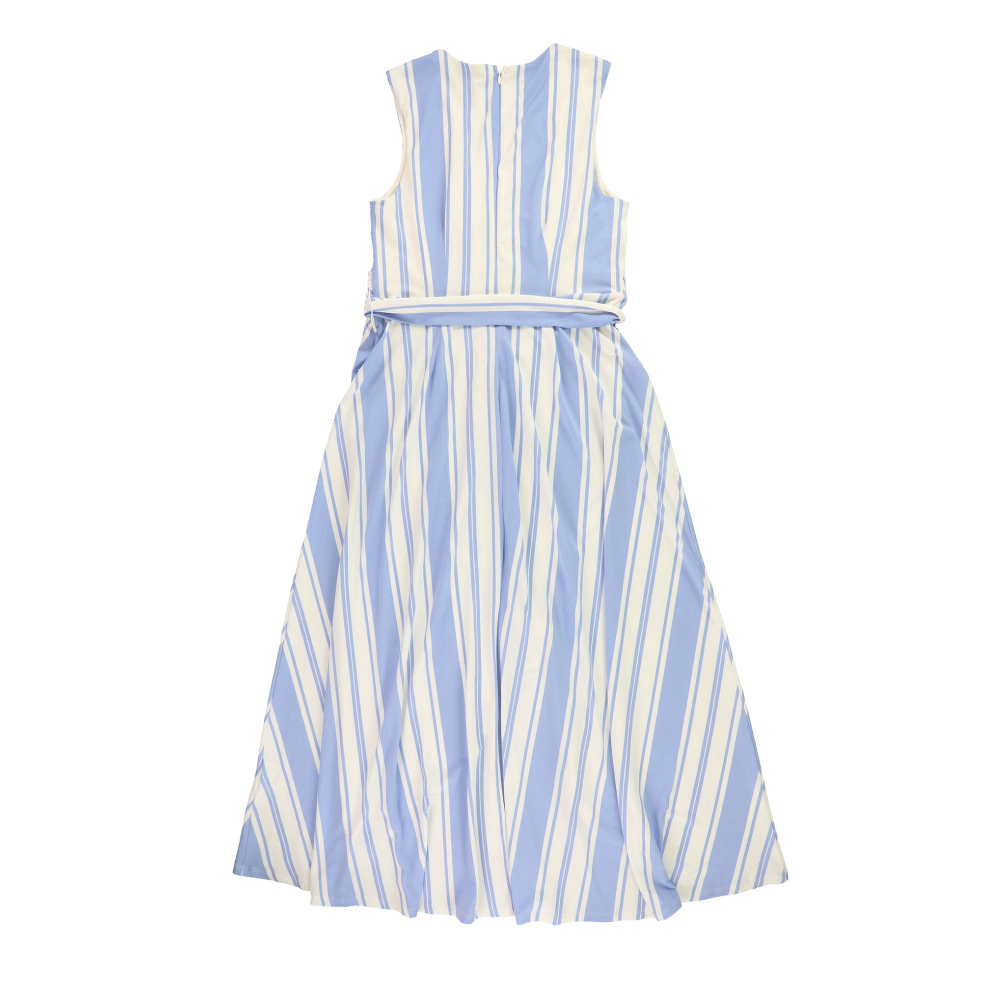 Blue striped wrap dress sale