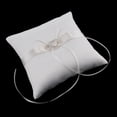 thumbnail image 4 of Billuyoard Corazones dobles ceremonia de boda anillo almohada cojín portador regalo elegante blanco Kits de decoración para fiestas, 4 of 6