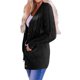 thumbnail image 3 of Suéter de Punto de Larga para Mujer, Otoño 2025, Cárdigan Abierto con Botones, Prenda Exterior Holgada Negro S, 3 of 8