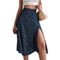 thumbnail image 2 of MAWCLOS Jupe Midi pour Femme Jupes Fendues Taille Haute Ample Plage Imprimé Floral Bleu m, 2 of 5