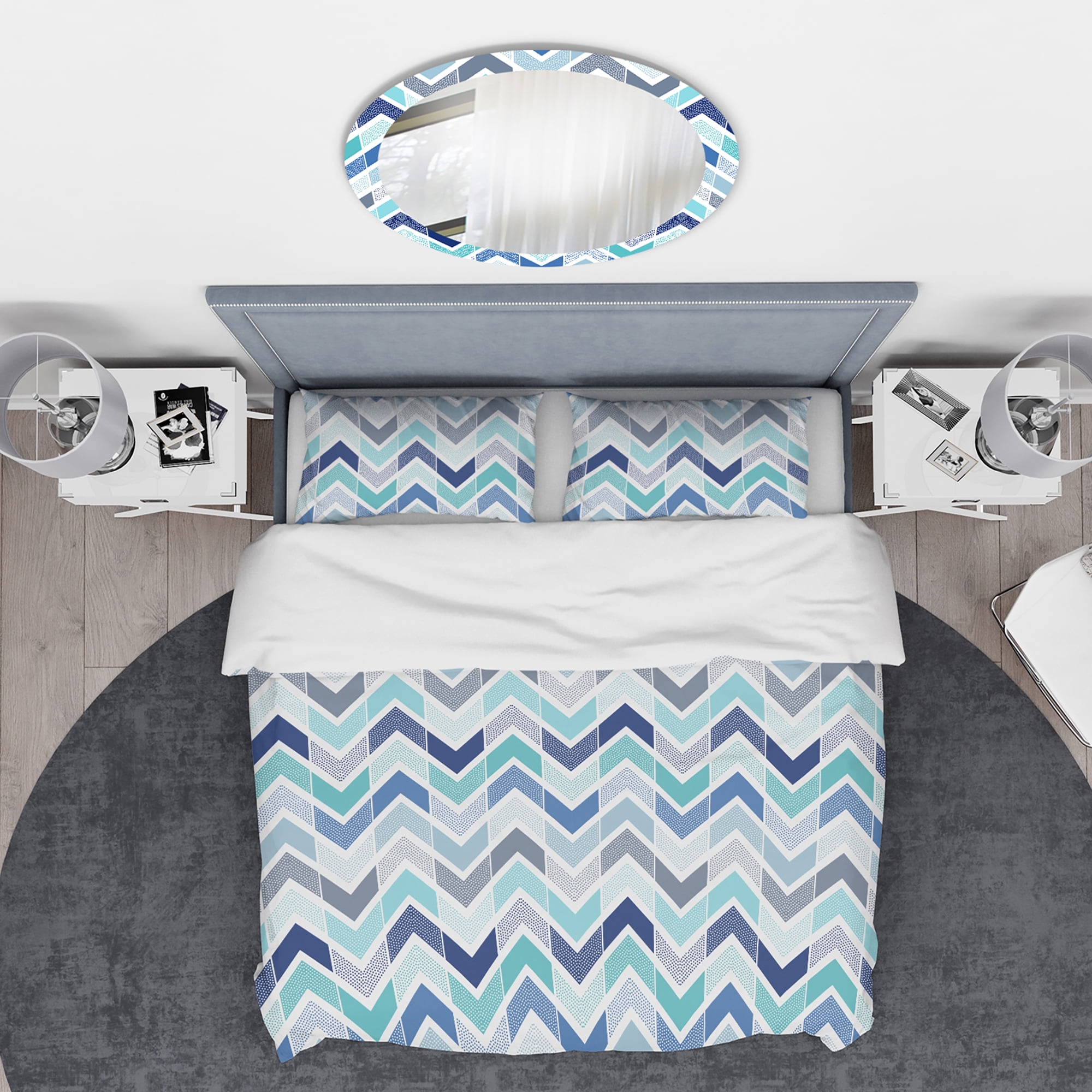 Designart 'Retro dotted blue wave pattern' Vintage Duvet Cover Set