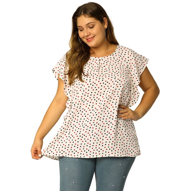 BluTop Sin Mangas De Lunares De GaTalGrande PaMujer Blanco 4XL