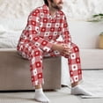 thumbnail image 7 of Lsque Red Plaid Daisy Pattern Long Sleeve Pajama Set for Men - Soft 2-Piece Sleepwear and Loungewear Set with Pockets, Comfy Nightwear-XX-Large, 7 of 7