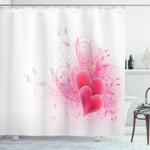 Ambesonne Romantic Shower Curtain, Floral Arrangement Romance, 69"Wx75"L, Pink White