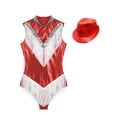 thumbnail image 3 of Sxiwei Women Sequin Fringe Latin Dance Leotard Sleeveless Metallic Bodysuit Cha Cha Salsa Tango Red XXL, 3 of 7