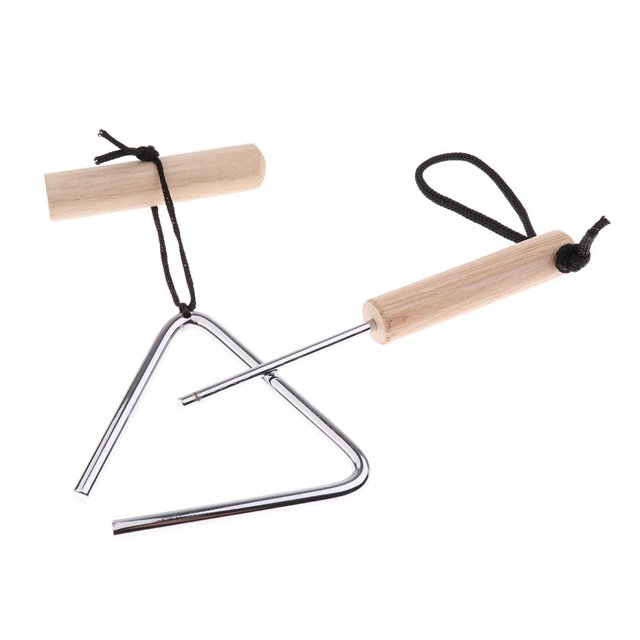 Triángulo Musical + para Instrumentos Preescolares Cerradero Músico Educaión - Plateado, 4 pulgadas Gloria Instrumento de triángulo