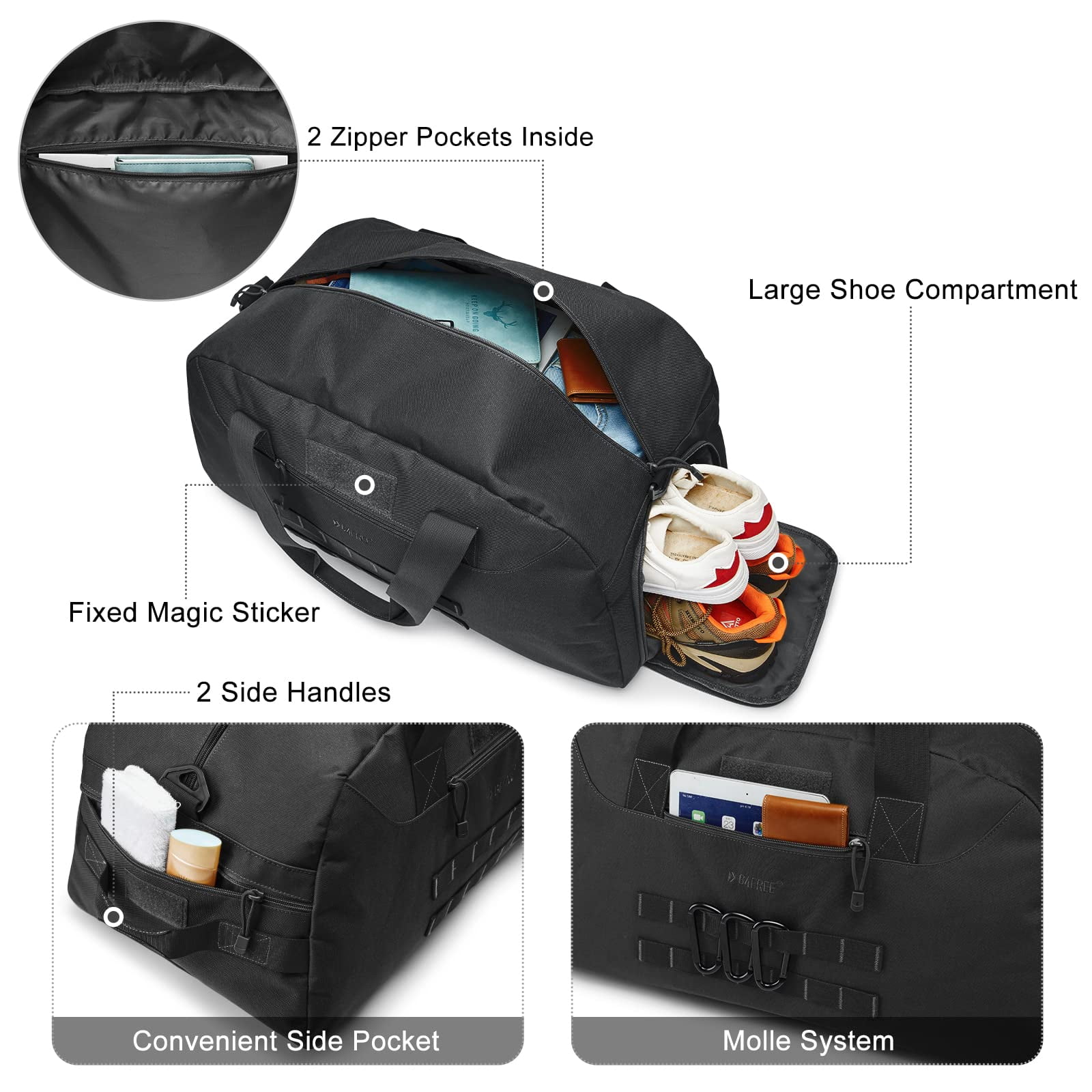G4Free 70L Large Sports Duffle Bag for Men Gym Travel Backpack with Shoes Compartment Convertible Duffel Backpack