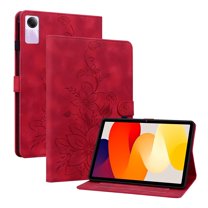 XYX for Redmi Pad SE 11.0 inch Case, PU Leather Slim Folio with Multi-Angle Stand - Red Lily Flower