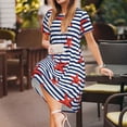 thumbnail image 3 of Fotbe Starfish Navy Blue Stripe Vestido Largo de Moda para Mujer, Vestido Tipo Camiseta con Manga Corta y Estilo Casual a Rayas y Bloques de Color, 3 of 6