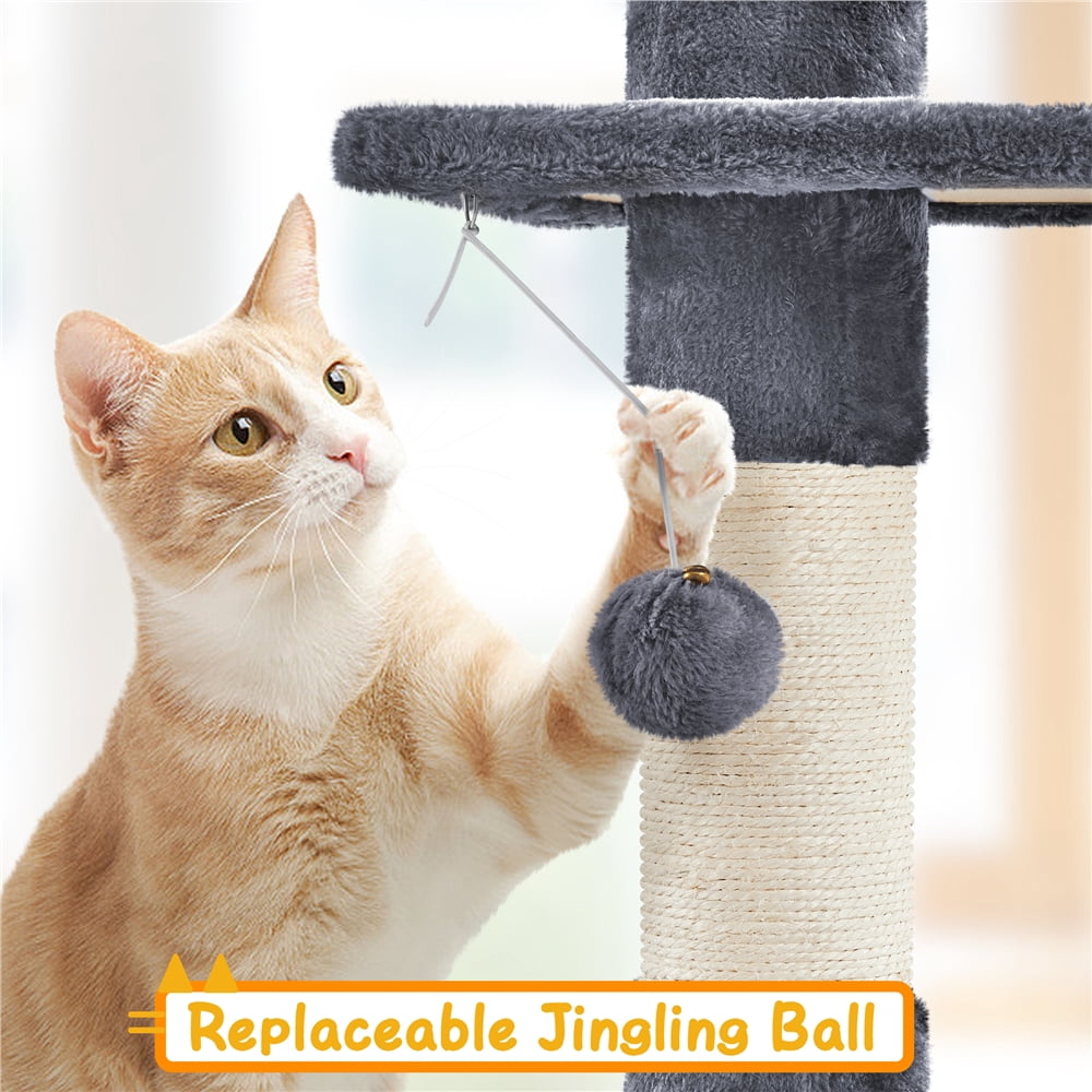 Yaheetech 7.4-8.7FT Multilevel Floor To Ceiling Cat Tree with Condo & 4 Perches, Dark Gray
