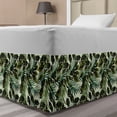 thumbnail image 1 of Philodendron Bed Skirt, Tropical Woodland Forest Jungle Scene of Jungle Leaves Botany, Elastic Bedskirt Dust Ruffle Wrap Around for Bedding Decor, 4 Sizes, Pale Green and Emerald, by Ambesonne, 1 of 2