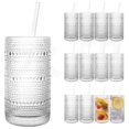 thumbnail image 1 of Juego de vasos Dingerjar estilo hobnail de 480 ml (16 oz) con pajillas, 12 piezas, 1 of 8