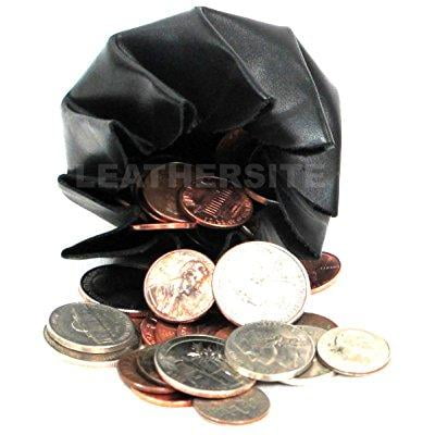 leather coin-purse - 2pc lot old fashion squeeze open genuine leather coin pouch - black ...