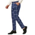 thumbnail image 4 of INSPIRE CHIC Men's Plaid Dress Pants Slim Fit Checked Printed Trousers 30 Blue, 4 of 7