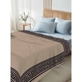 thumbnail image 4 of Black Brown Greek Key Queen Size Flat Sheet, Wrinkleproof & Fadeproof Cooling Flat Bed Sheet Only, Geometric Greece Ancient Farmhouse Geo Breathable Soft Bedding Top Sheets 90 x 102 Inches, 4 of 8