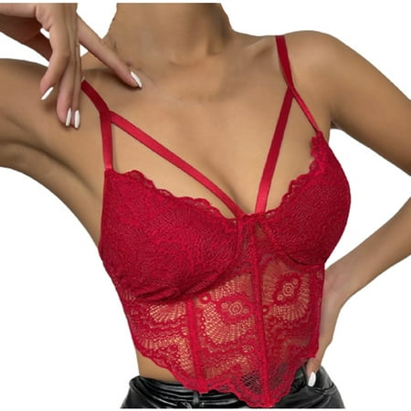 

Fashion Women s Lace Beauty Back Solid Strap Wrap Hollow Out Bra Underwear Vest Sling Ladies Lace Patchwork Solid Color Bra Hollow Vest Sling