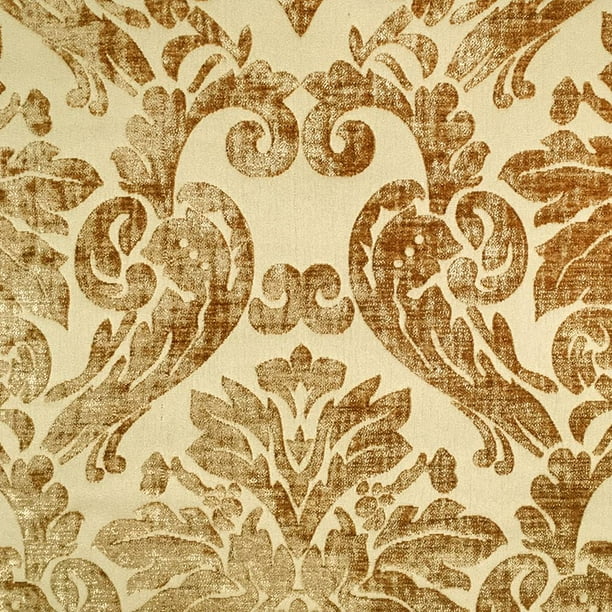 Velvet Tone on Tone Damask Gold Fabric