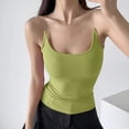 thumbnail image 2 of Camiseta sexy sin mangas con tirantes para mujer - Top corto ajustado con relleno extraíble, sujetador deportivo sin costuras para yoga, 2 of 5
