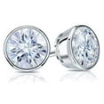 thumbnail image 2 of Platinum Round Moissanite Stud Earrings (3ct TGW, 7.5mm, G-H) Bezel-set, Screw-Back by Diamond Wish, 2 of 4