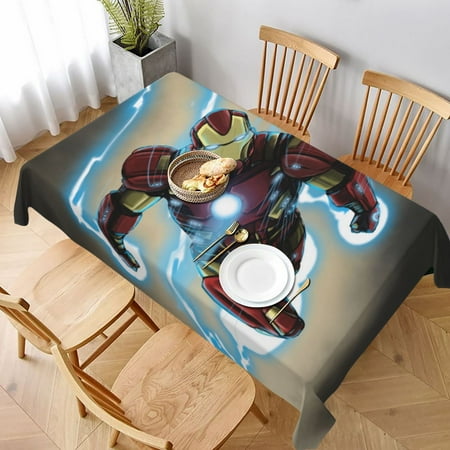 Iron Man Tablecloth Chic Table Cloth Novelty Print Table Cover Waterproof for Dinner Kitchen Picnic Party 54x54in