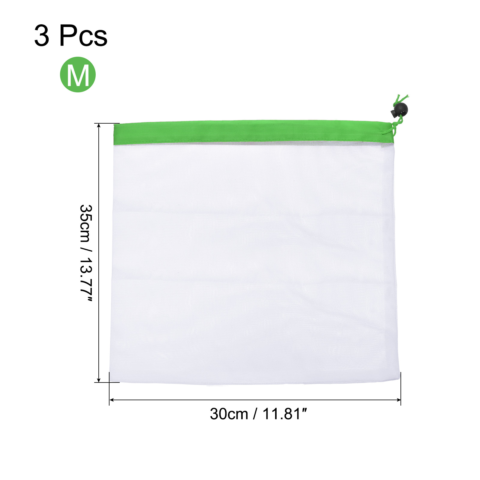 Unique Bargains Reusable Produce Bags with Drawstring for Grocery Shopping 30*35cm Green