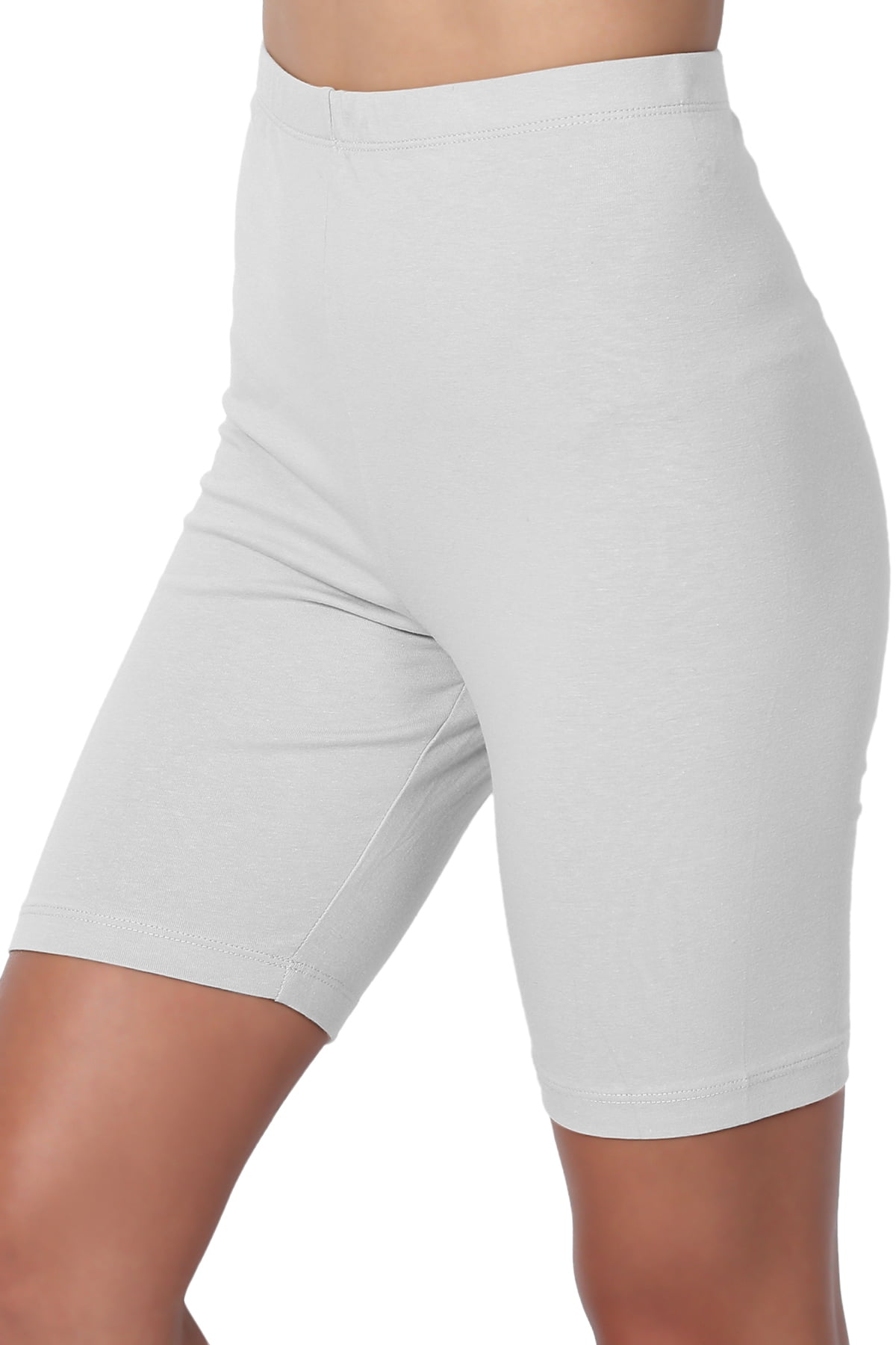 Women's Mid Thigh Stretch Cotton Span High Waist Active Basic Short