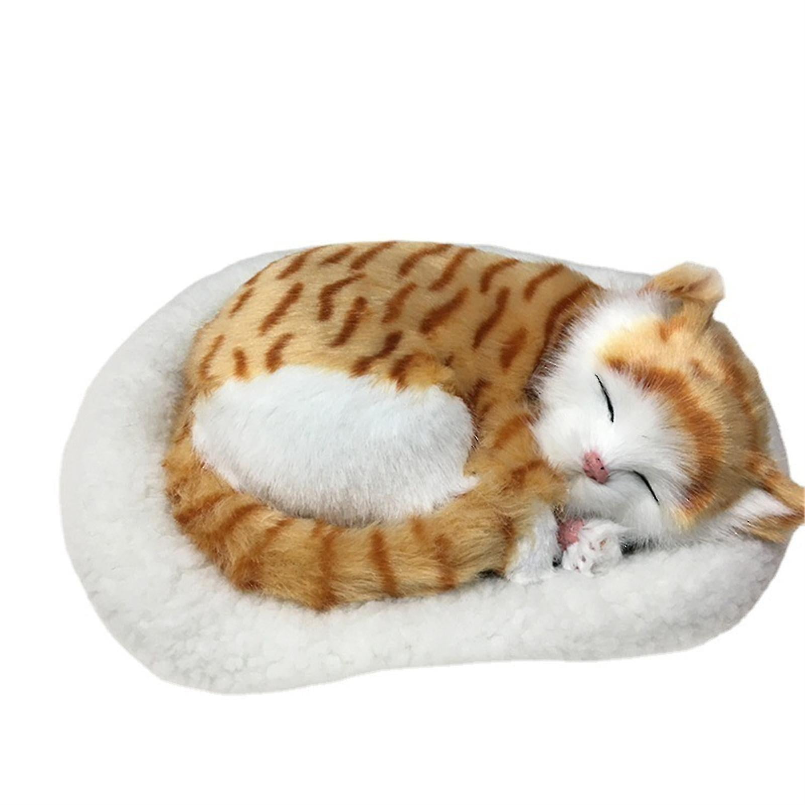 Cute Simulation Sleeping Cat/dog Plush Doll With Nest Breathing