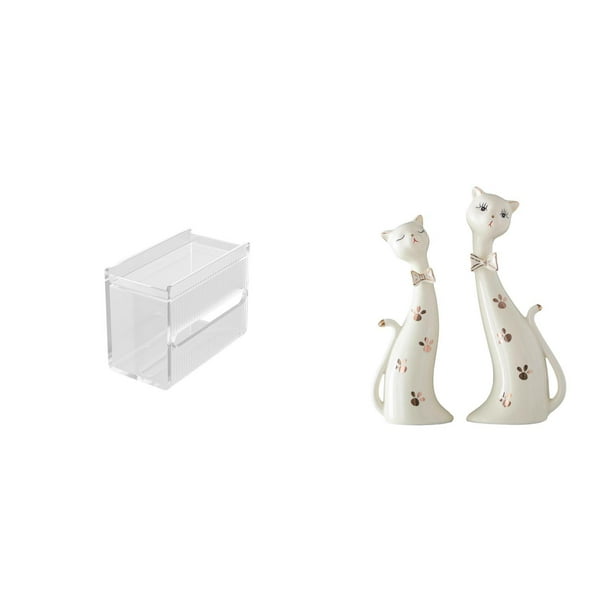 caso de tejido,Caja de almacenamiento de papel higiénico para montaje en pared,Soporte de pared acrílico para papel higiénico y toallas,Figura de gato,Esculturas de gatos de pareja,figura