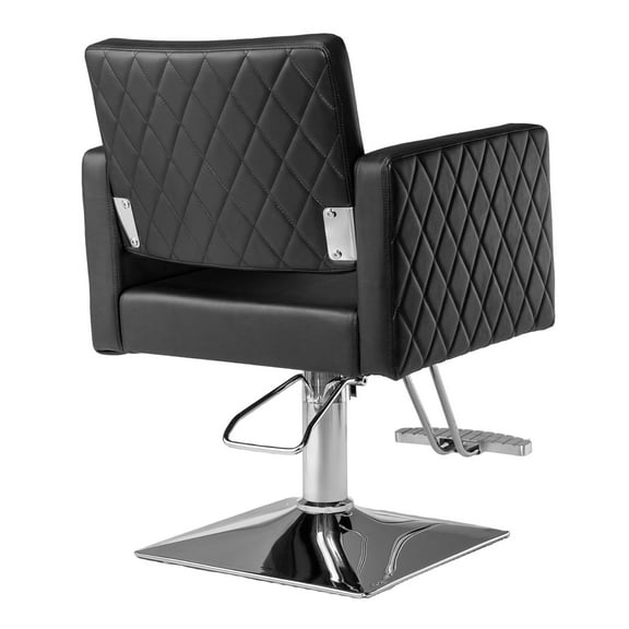 CHAUKY Black Hair Chair with Wide Seat Aluminium Alloy Footrest, Hydraulic Barber Chair Heavy Duty, Salon Chair for Hair Stylist, Styling Chair for Braiding Cosmetology Beauty Spa Hairdressing(Black)