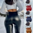 thumbnail image 2 of PERZOE Women Leggings High Waist Hip Lifting Straight Women Leggings Elastic Waist Windproof Faux Leather Pants Daily Clothing, 2 of 8