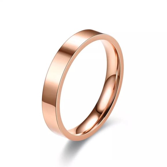 4mm Titanium Steel Men Women Wedding Rose Gold Ring Band Statement Polished Matte Size 8 R14