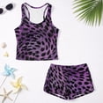 thumbnail image 5 of COEQINE Girls Tankini Swimsuit Two Piece for Big Kid Tween 12-13 Years, Tank Neck Top with Boyshort Swimwear, Modest Bathing Suit with Removable Chest Pads, Purple Leopard Print, 5 of 8
