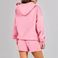 thumbnail image 3 of Elainilye Fashion Women Two Piece Outfits Casual Drawstring Hooded Long Sleeve Tops Sweatshirt With Pocket Shorts Set,Pink, 3 of 4