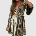 thumbnail image 2 of Busydd Womens Dresses Long Sleeve Saprkly Sequin Dress Homecoming V Neck Bodycon Mini Dress Party Prom Cocktail Glitter Dress, 2 of 6