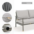 thumbnail image 2 of HAPPATIO Outdoor 3 Seatsofa, Aluminum Single Sofa, Rope Design Backrest, with Comfortable Cushions, All Weather Furniture, for Yard, Deck, Porch, 2 of 6
