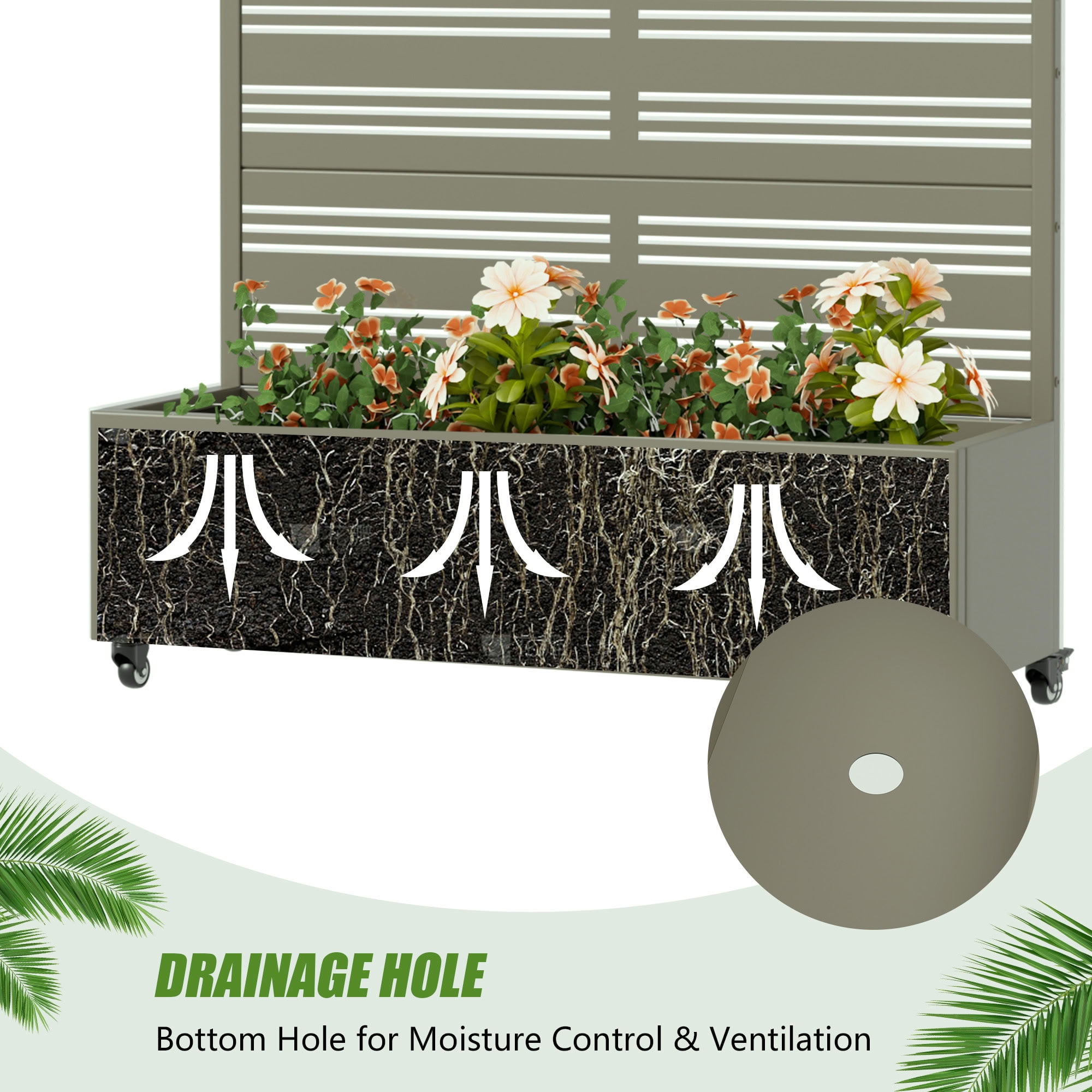 MAYEERTY 72*47in Outdoor Metal Planter Box, All Weather Metal Planter, Contemporary Raised Garden Bed for Patio, Balcony, Garden
