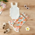 thumbnail image 4 of Youmylove Girls Sleeveless Letter Ribbed Romper Bodysuit Floral Prints Bell Bottoms Pants Outfits Toddler Girl Clothes, 4 of 8