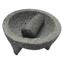 Made in Mexico Genuine Mexican Manual Guacamole Maker Volcanic Lava Rock Stone Molcajete/Tejolote Mortar and Pestle Spices Grains 8" Large