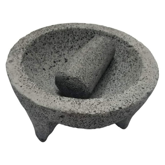 Made in Mexico Genuine Mexican Manual Guacamole Maker Volcanic Lava Rock Stone Molcajete/Tejolote Mortar and Pestle Spices Grains 8" Large