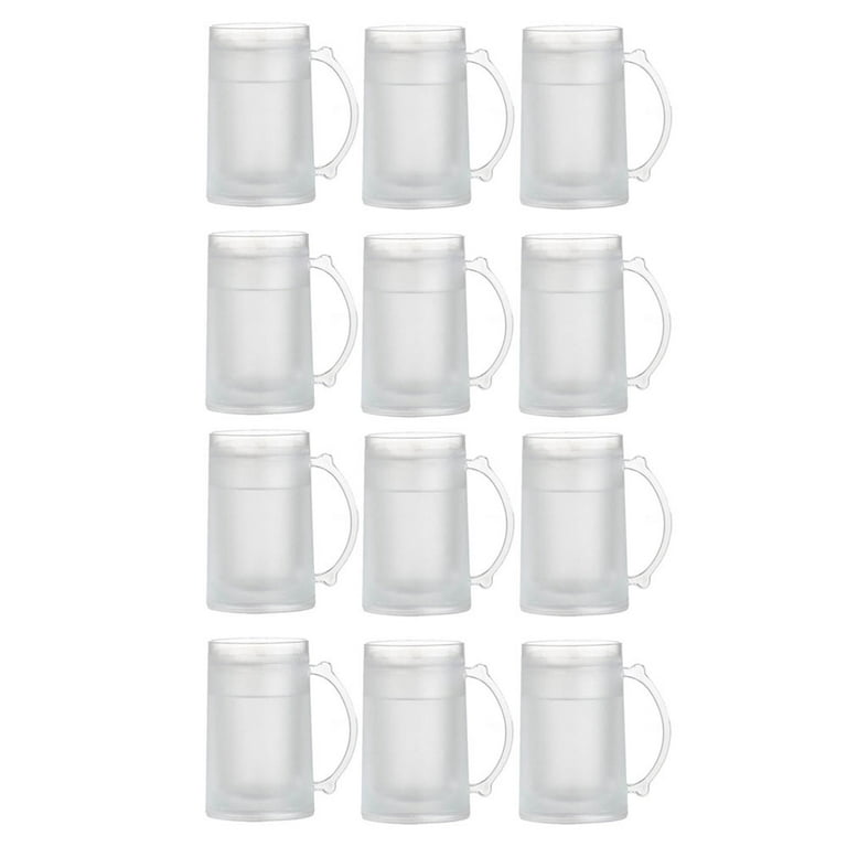 12 PC Frosty Freezer Mug Plastic Drink Cup Cold 14 Oz Ice Beverage