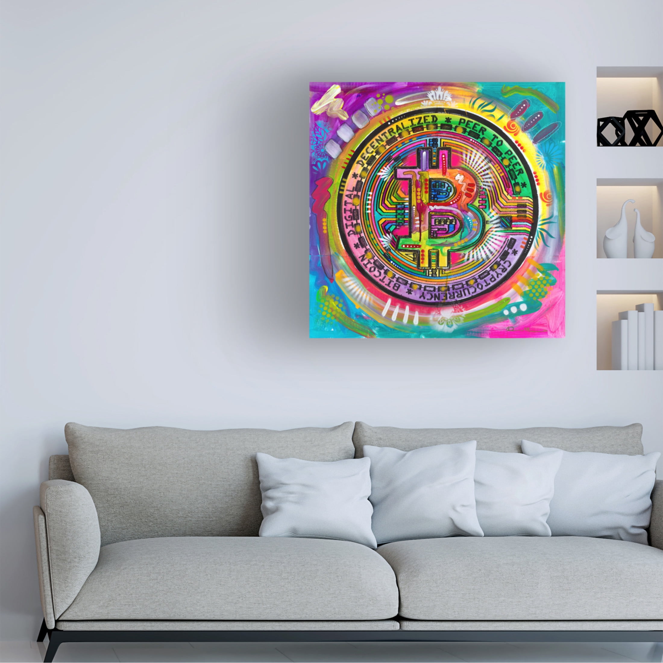 Canvas Wall Art - Dean Russo 'Bitcoin' Wall Art for Living Room, Bedroom, or Office Décor by Trademark Fine Art - 18 x 18 Inches